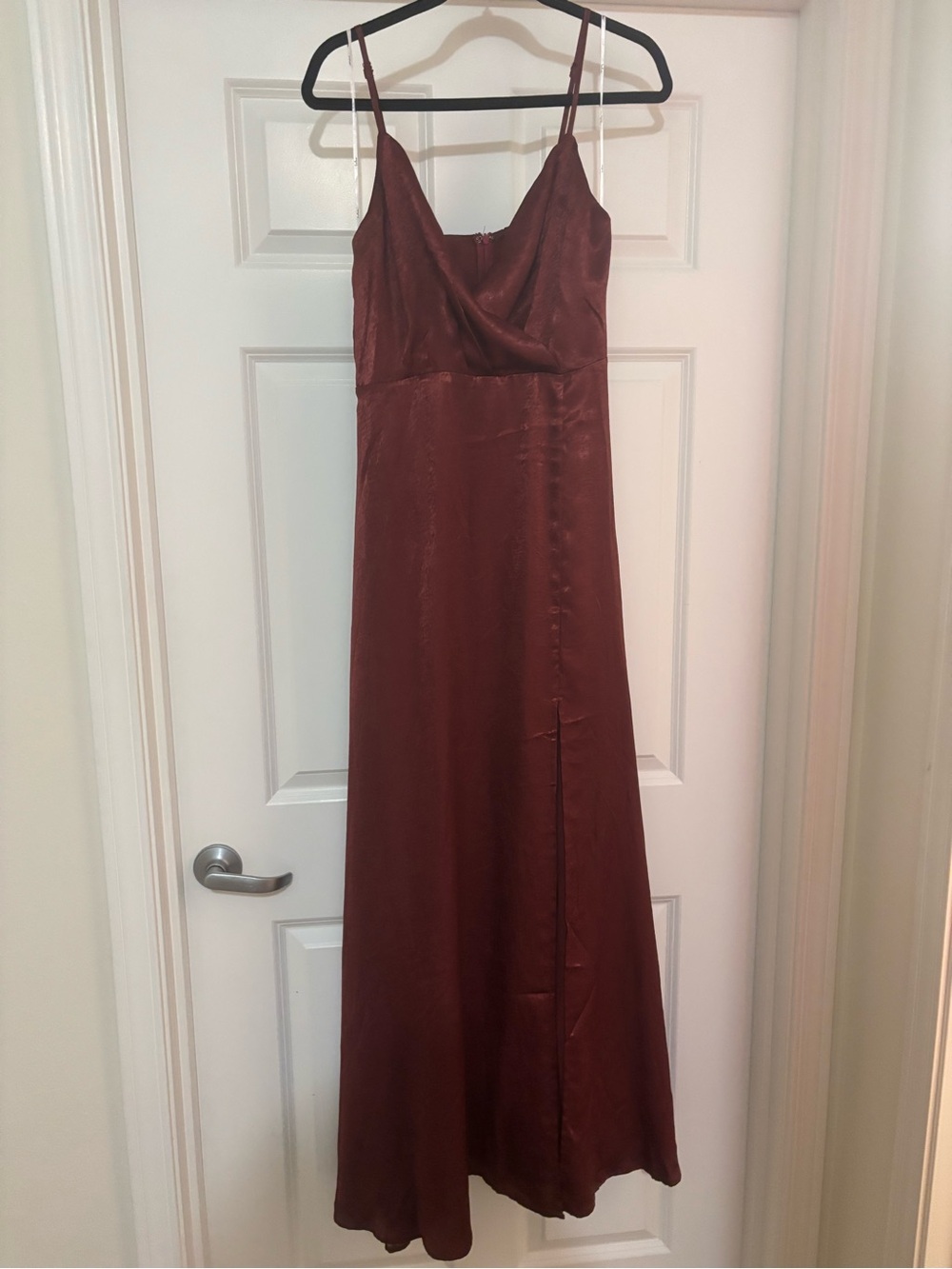 Lulu's Satin Rust Slip Maxi Dress